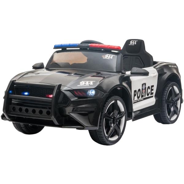 Imagem de Mini Carro Elétrico Infantil 12V Policia Luz Som Bateria Controle Remoto Preto Brinqway Bw237pt