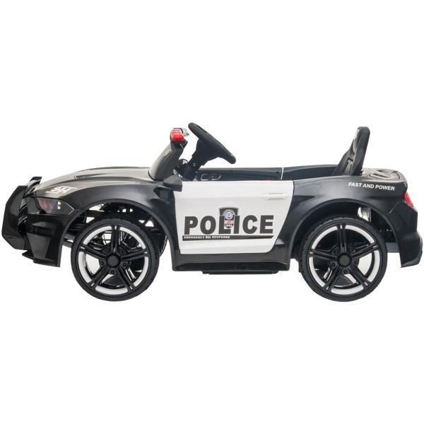 Imagem de Mini Carro Elétrico Infantil 12V Policia Luz Som Bateria Controle Remoto Preto Brinqway Bw237pt