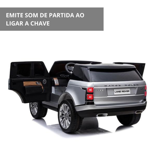 Imagem de Mini Carro Elétrico Infantil 12V Range Rover Banco de Couro Mp5 Controle Prata Brinqway Bw-122mp5pr