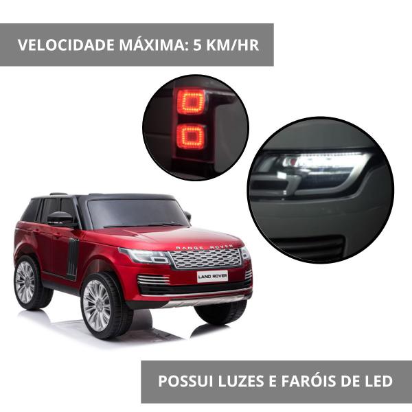 Imagem de Mini Carro Elétrico Infantil 12V Range Rover Banco de Couro Mp5 Controle Vermelho Brinqway Bw-122mp5