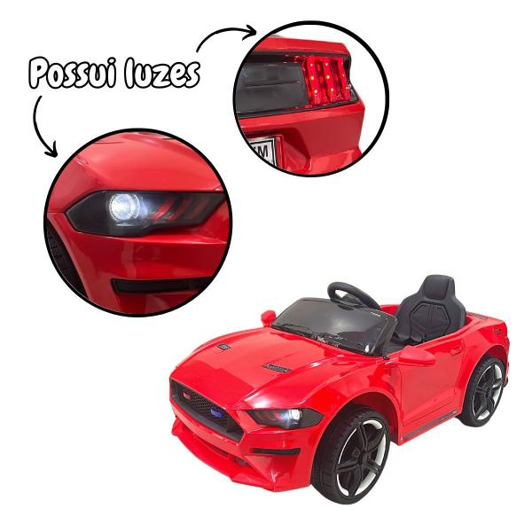 Imagem de Mini Carro Elétrico Infantil 6V Luz Som Usb Buzina Bateria Controle Remoto Vermelho Brinqway Bw240