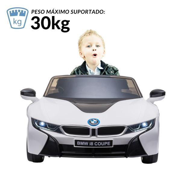 Imagem de Mini Carro Elétrico Infantil Bmw I8 Coupe 12V Controle Remoto Licenciado Branca Importway Bw-293 Br