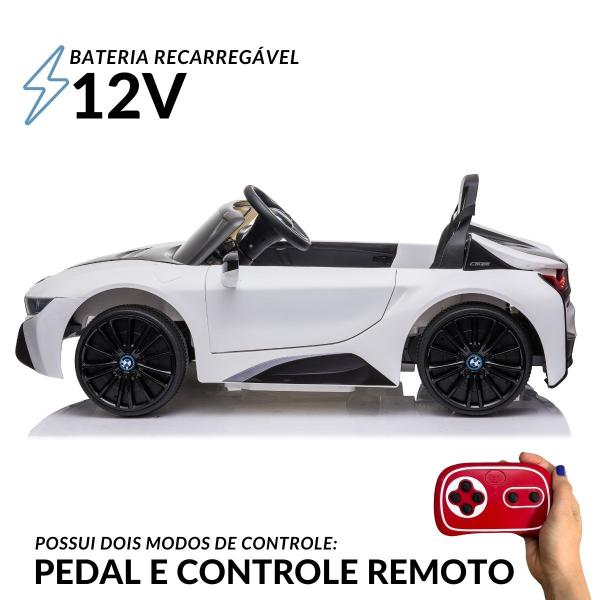 Imagem de Mini Carro Elétrico Infantil Bmw I8 Coupe 12V Controle Remoto Licenciado Branca Importway Bw-293 Br