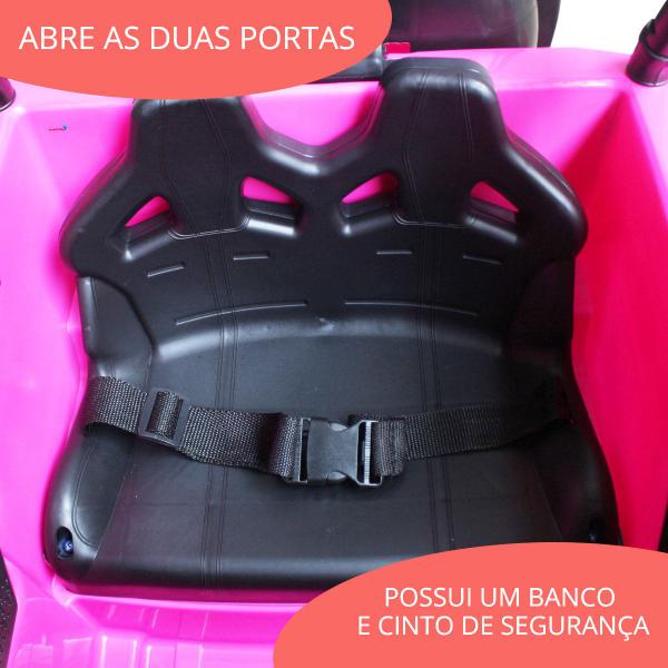 Imagem de Mini Carro Elétrico Infantil Controle Luzes Músicas USB Jeep Rosa