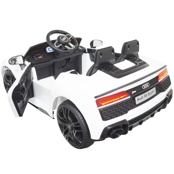 Imagem de Mini Carro Elétrico Infantil Criança 12V Audi R8 Spyder Controle Remoto Branco Brinqway BW-123