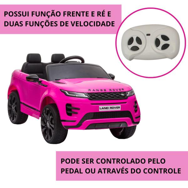 Mini Carro Elétrico Infantil Criança 12V Land Rover Evoque Controle Remoto Rosa Brinqway BW-128RS Imagem de Mini Carro Elétrico Infantil Criança 12V Land Rover Evoque Controle Remoto Rosa Brinqway BW-128RS