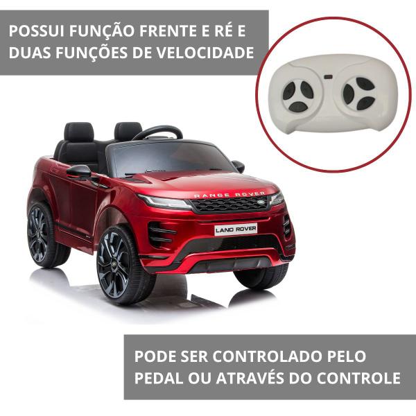 Imagem de Mini Carro Elétrico Infantil Criança 12V Land Rover Evoque Controle Remoto Vermelho Brinqway BW-128