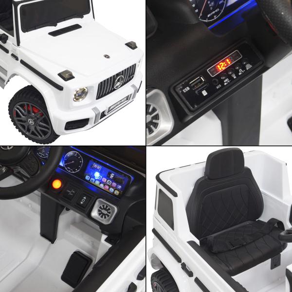 Imagem de Mini Carro Elétrico Infantil Criança 12V Mercedes G63 Amg Controle Remoto Branco Brinqway BW-124