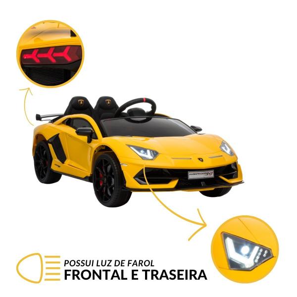 Imagem de Mini Carro Elétrico Infantil Lamborghini Aventador Svj 12V Controle Amarela Importway Bw303am