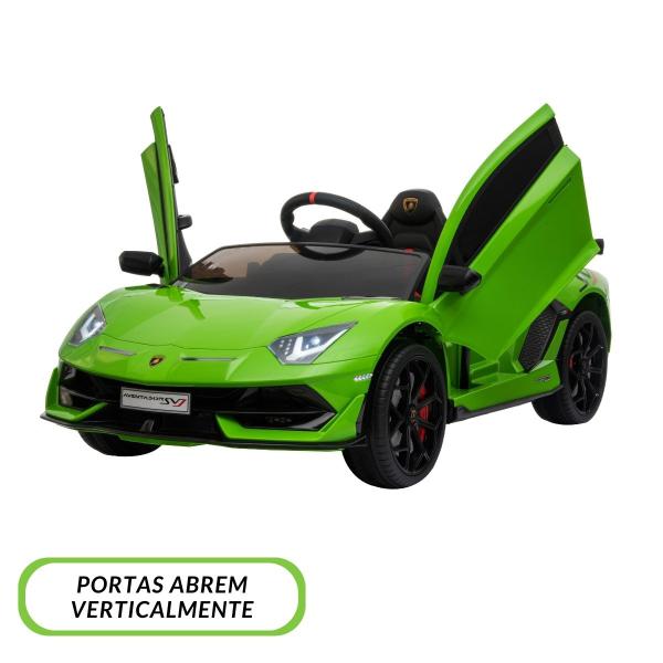 Imagem de Mini Carro Elétrico Infantil Lamborghini Aventador Svj 12V Controle Verde Importway Bw303vd