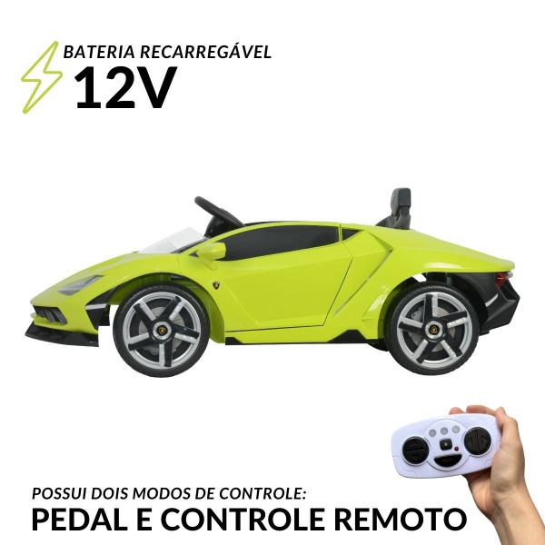 Imagem de Mini Carro Elétrico Infantil Lamborghini Centenari 12V Motorizado Controle Verde Importway Bw305vd