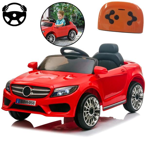 Imagem de Mini Carro Elétrico Infantil Vermelho Com Luz e Som para Crianças de 2 a 5 anos carrinho motorizado a bateria