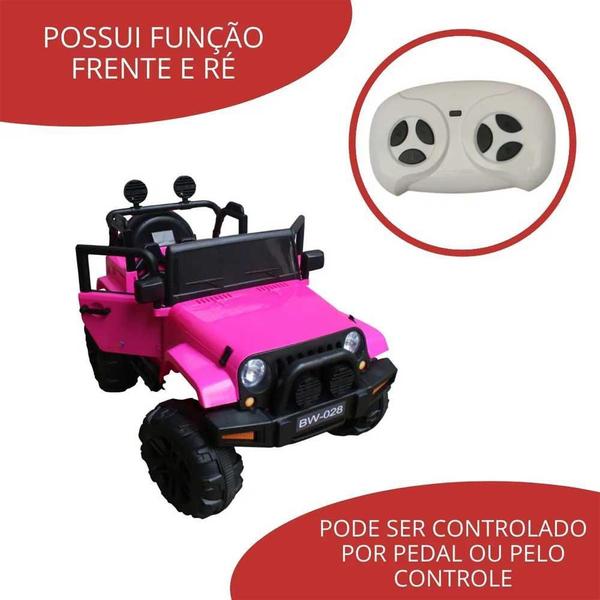 Imagem de Mini Carro Elétrico Jeep Importway BW028RS- Rosa