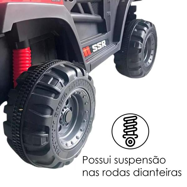 Imagem de Mini Carro Elétrico Quadriciclo UTV 12V 4x4 Assentos Luzes Som Velocidade 3km/h Certificado Diversas Cores