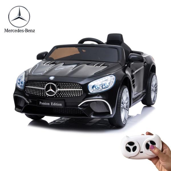 Imagem de Mini Carro Infantil Mercedes Preto C/ Controle Remoto Som Luz Cinto de Segurança E Duas Portas 12v