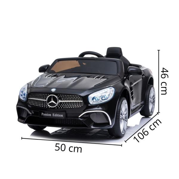 Imagem de Mini Carro Infantil Mercedes Preto C/ Controle Remoto Som Luz Cinto de Segurança E Duas Portas 12v