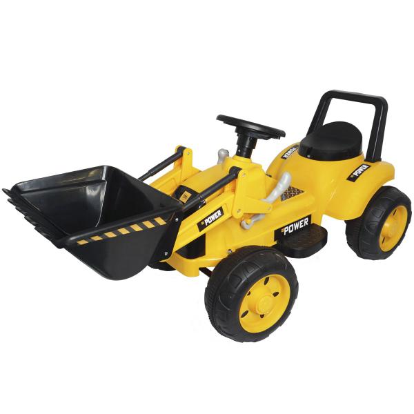 Imagem de Mini Carro Trator Escavadeira Elétrico 6V Infantil Criança Bateria Amarelo Brinqway BW-081AM Bivolt