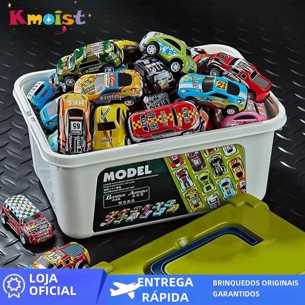 Imagem de Mini Carros de Liga Metálica para Meninos - Conjunto com Caixa de Armazenamento