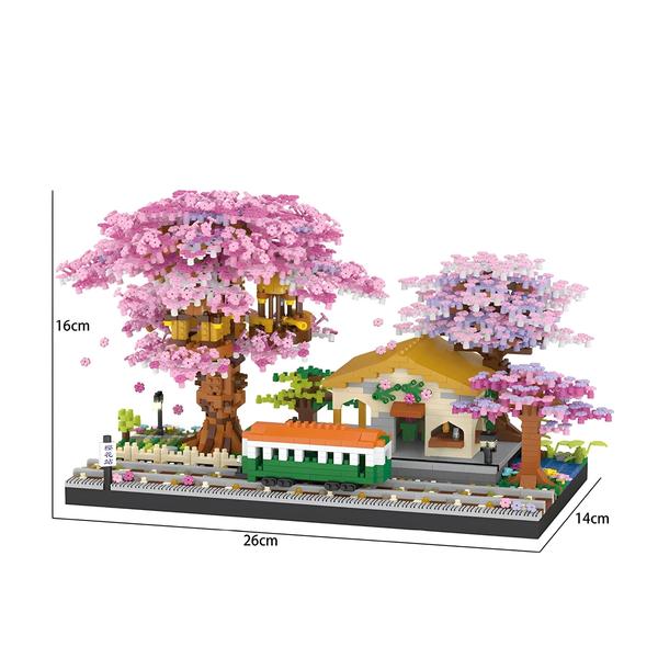 Imagem de Mini Casa de Boneca Sakura Romântica - Blocos de Construção com Luzes LED - Presente