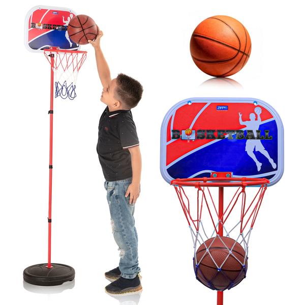 Imagem de Mini Cesta De Basquete Infantil Ajustavel Com Bola e Bomba Para Encher Aro Pedestal - Zippy Toys