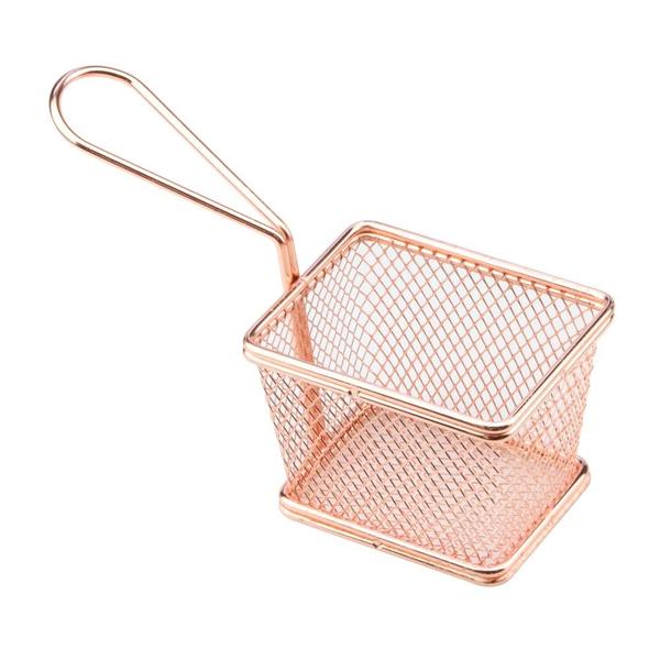 Imagem de Mini cesta retangular para alimentos Fry em aço inox L10xP8xA7,5cm cor rose - Dynasty