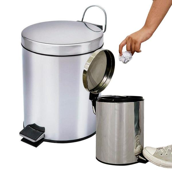 Imagem de Mini Cesto de Lixo Inox 3L para Banheiro e Cozinha