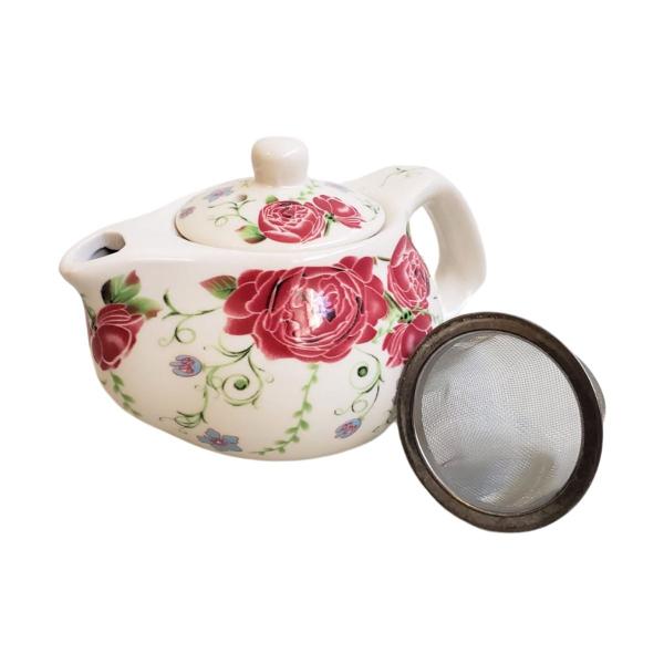 Imagem de Mini Chaleira Bule de Chá Porcelana com Infusor Inox 250ml