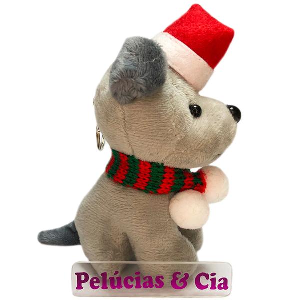 Imagem de Mini Chaveiros Cachorro Bull Noel De Pelúcia 12cm - Jg04pçs