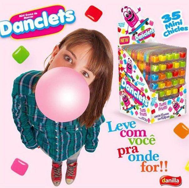 Mini Chicletes Danclets Tutti Frutti 1CX com 15 Cartelas Danilla Imagem de Mini Chicletes Danclets Tutti Frutti 1CX com 15 Cartelas Danilla