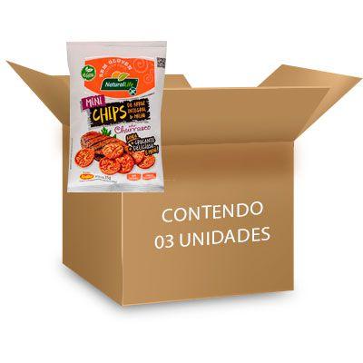 Imagem de Mini Chips Vegano, Sem Glúten Churrasco Natural Life contendo 3 pacotes de 35g cada