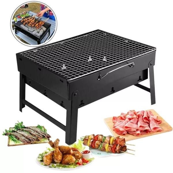 Mini Churrasqueira Portátil Carvão Desmontável Churrasco Grelha Viagem Apartamento Compacta Inox - NIBUS Imagem de Mini Churrasqueira Portátil Carvão Desmontável Churrasco Grelha Viagem Apartamento Compacta Inox