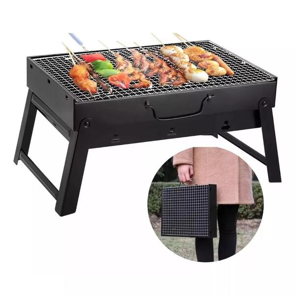 Mini Churrasqueira Portátil Carvão Desmontável Churrasco Grelha Viagem Apartamento Compacta Inox - NIBUS Imagem de Mini Churrasqueira Portátil Carvão Desmontável Churrasco Grelha Viagem Apartamento Compacta Inox