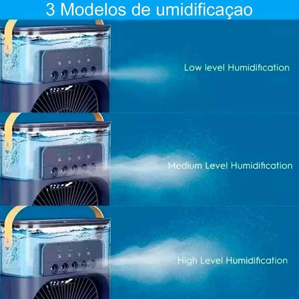 Imagem de Mini climatizador ar frio ventilador umidificador ar condicionado portátil 3 velocidades com led