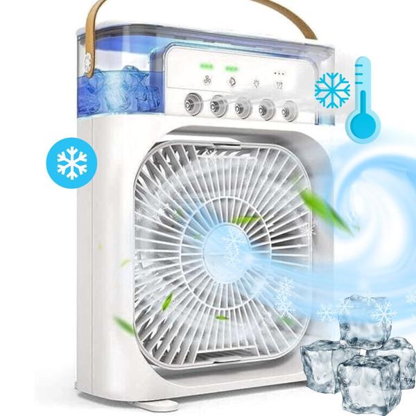 Imagem de Mini climatizador ar frio ventilador umidificador ar condicionado portátil 3 velocidades com led