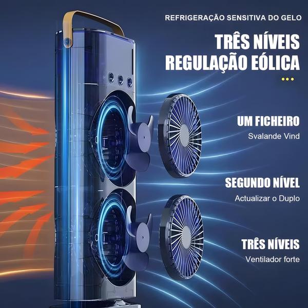 Imagem de Mini climatizador ar frio ventilador umidificador ar condicionado portátil 3 velocidades com led