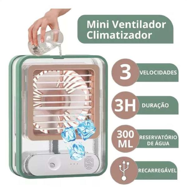 Imagem de Mini Climatizador de Ar Recarregável com Luz LED