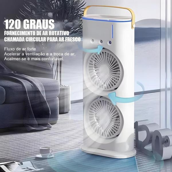 Imagem de Mini Climatizador Portátil 3 em 1: Ventilador, Umidificador e Ar Frio com LED e 3 Velocidades - Ideal para Casa e Escritório