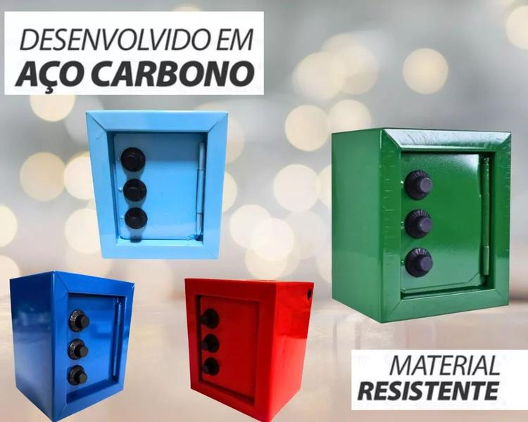 Imagem de Mini Cofre Porta Moedas Segredo Em Aço 10x8x12cm  Fercar