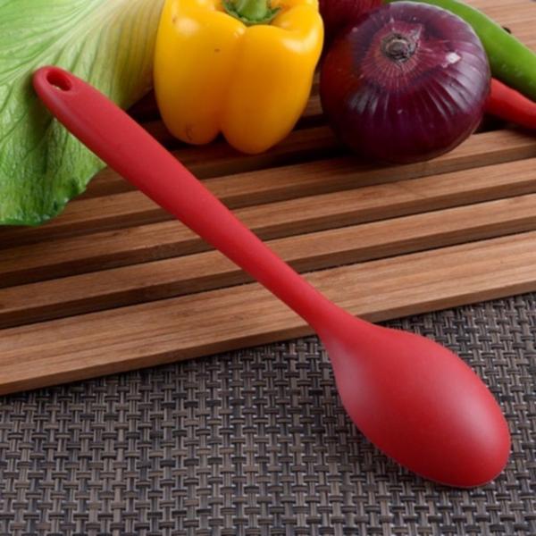 Imagem de Mini Colher De Silicone Para Dia A Dia Mexer Fritar 20cm Utensílios De Cozinha Silicone