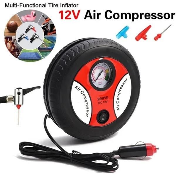 Imagem de Mini compressor 12v calibrador elétrico portátil 260psi inflador de pneus para carro e moto