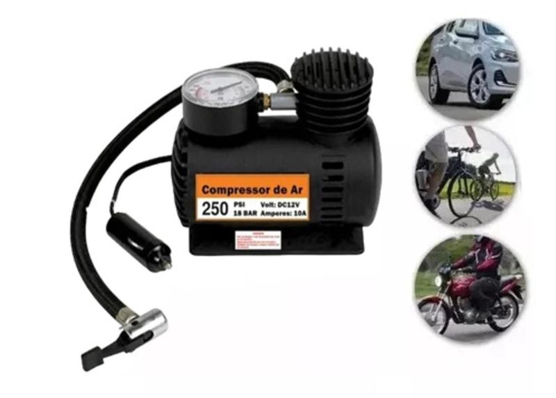 Imagem de Mini Compressor De Ar 12V 250Psi Carro Portátil Calibrador