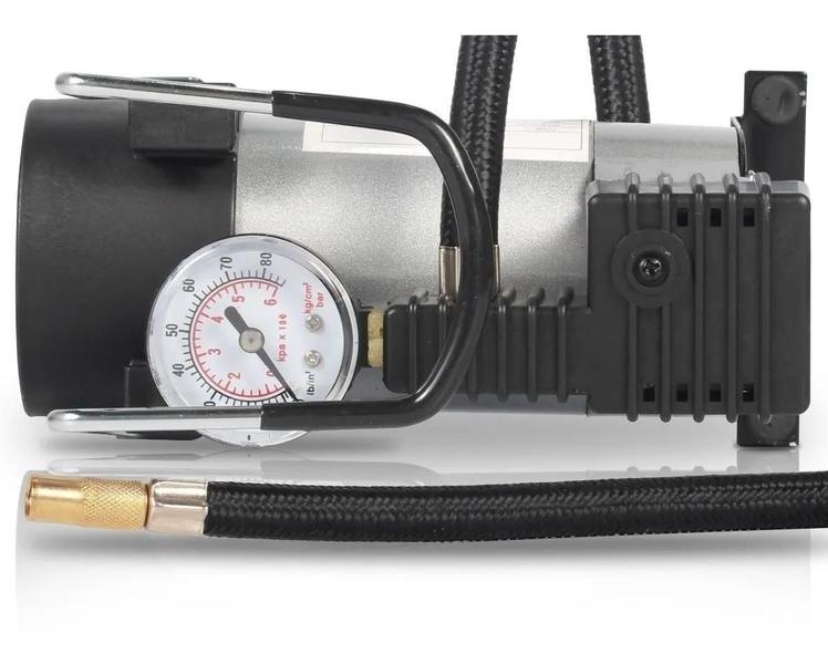 Imagem de Mini Compressor De Ar 12v Automotivo Pneu Carro Moto Bike Cor:Prateado