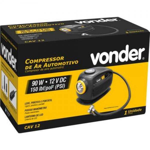 Imagem de Mini Compressor De Ar 12v Pneu Carro Moto Bike CAV12 Vonder