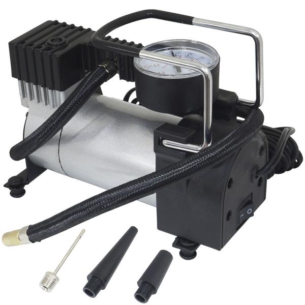 Imagem de Mini Compressor de Ar Automotivo Portátil 12V 100 Psi com 3 Adaptadores Importway IWMCA-10020