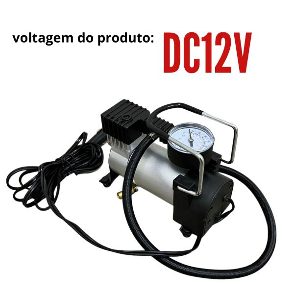 Imagem de Mini Compressor De Ar Carro Portátil 12v 100psi Boias Bike Motos 3 ponteiras