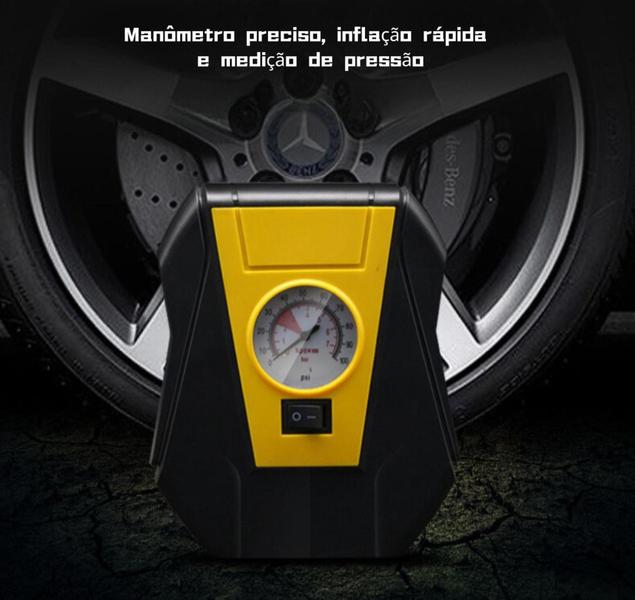 Imagem de Mini Compressor De Ar Portátil 12V Manômetro Para Encher Pneu De Carro Bike Moto 8904 - BOMDER