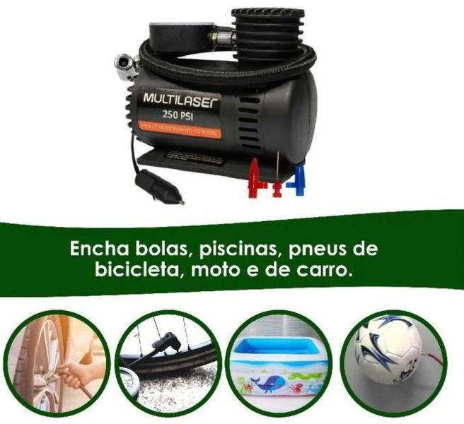 Imagem de Mini Compressor De Ar Portátil 12v Para Pneu Bola Colchão Multilaser Au601