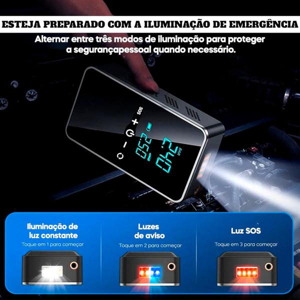 Imagem de Mini Compressor de Ar Portatil Bomba De Ar Calibrador Elétrico Carro Bike Digital USB Pneu