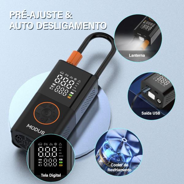 Imagem de Mini Compressor de Ar Portátil Bomba de Ar Recarregável Digital USB Calibrador de Encher Pneu De Bicicleta Bike Carro Moto