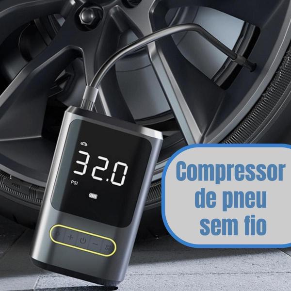 Imagem de Mini Compressor De Ar Portátil Calibrador Pneu À Bateria